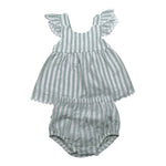 Babidu Completo 2 Pezzi Camicia-Coulotte Fantasia A Righe per Neonata 93409 VERDE BABIDU 