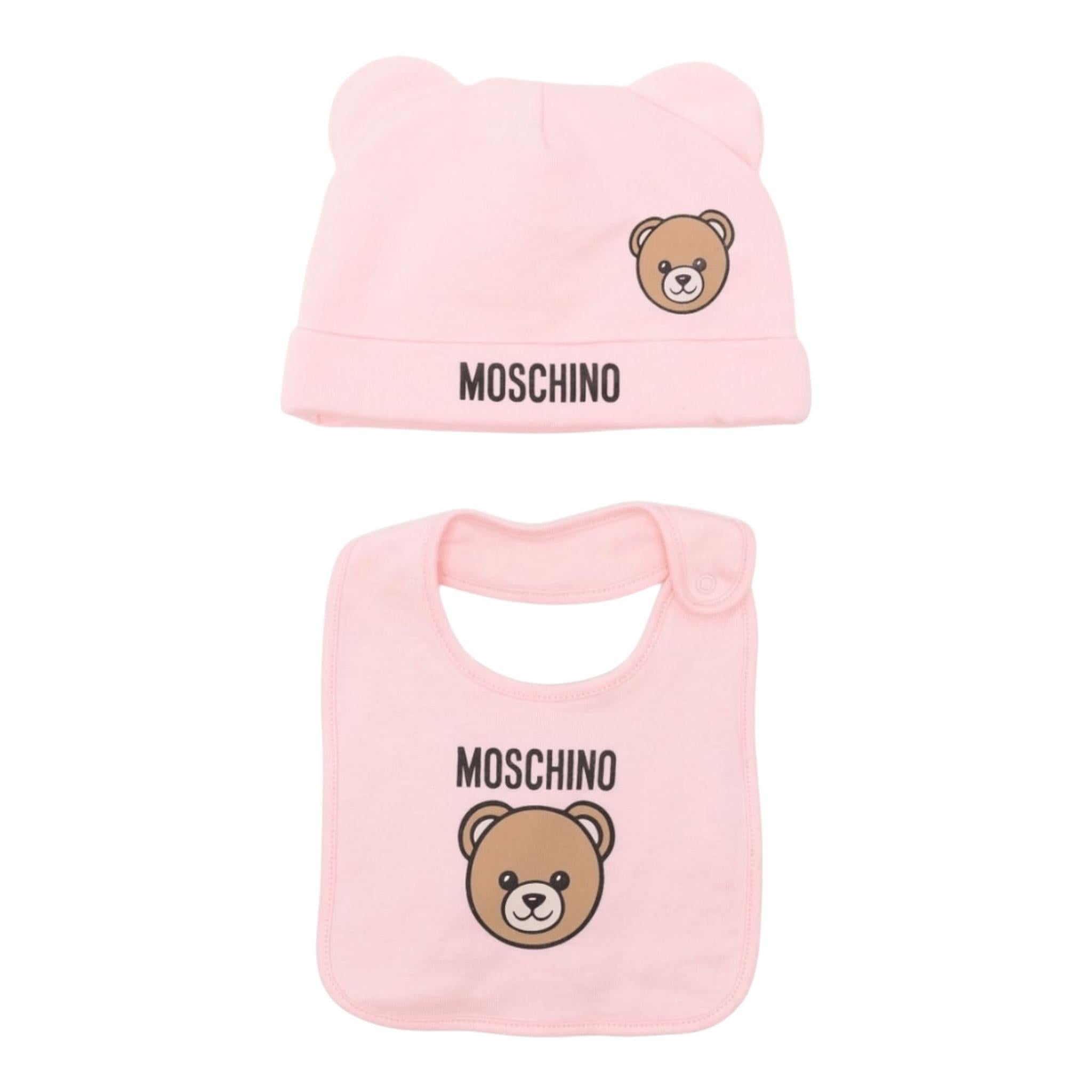 Moschino Set Cappello-Bavetta Tinta Unita per Neonata MUY084 ROSA MOSCHINO 