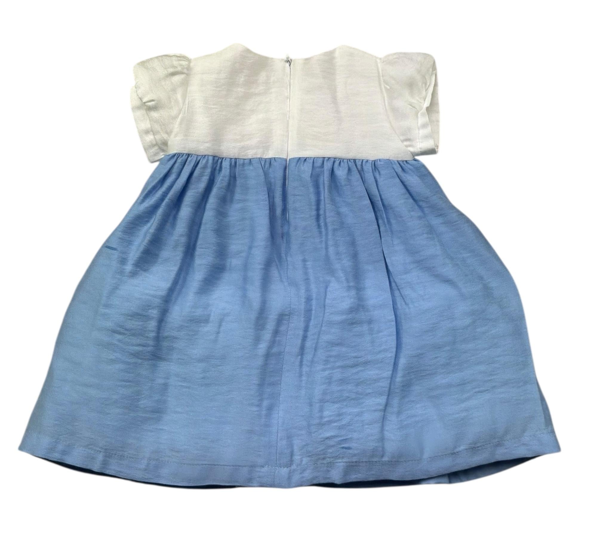 Le Bebe Abito Mezza Manica Bicolore per Neonata LBG6372 BIANCO/AZZURRO LE BEBE 