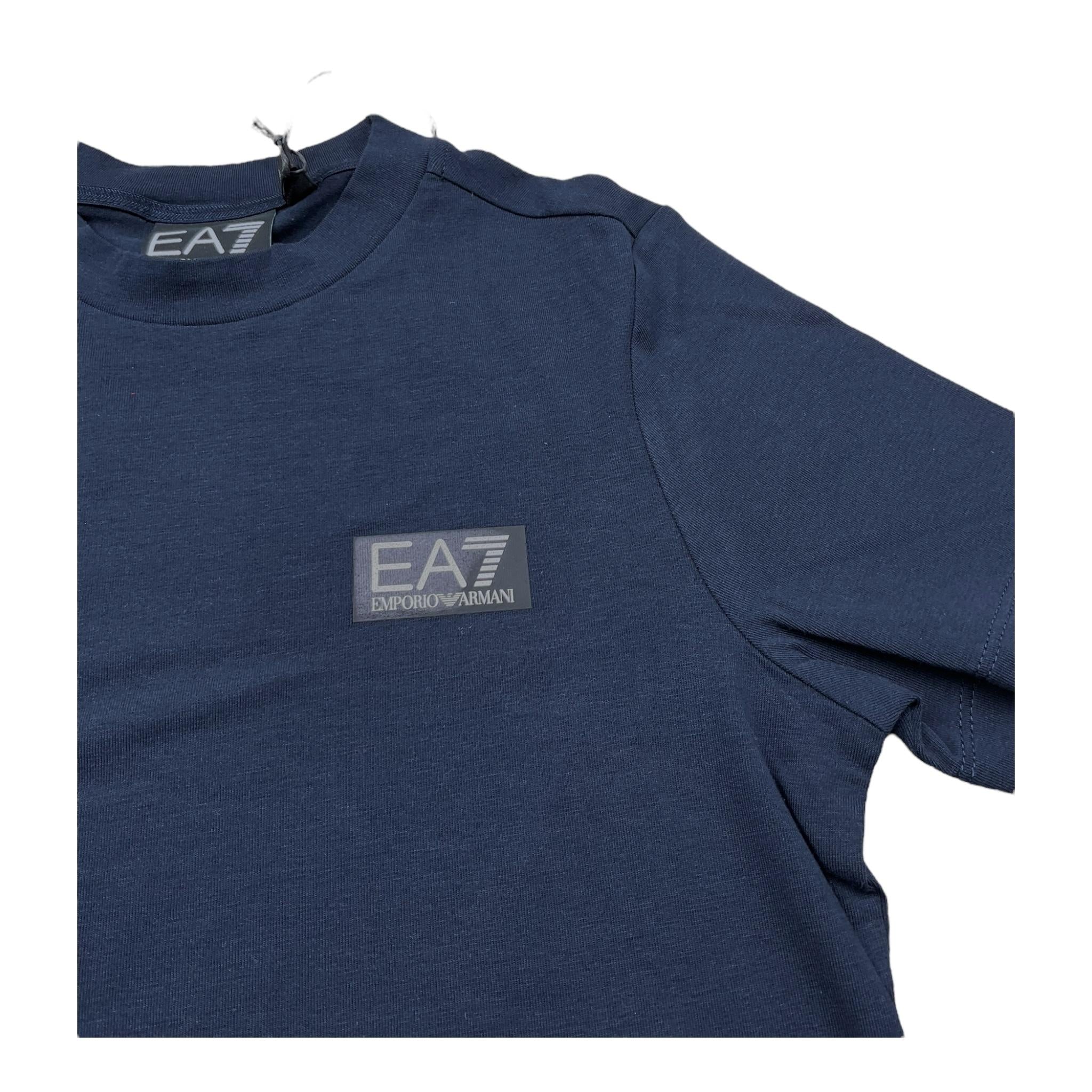 Emporio Armani T-Shirt Girocollo Tinta Unita con Logo per Bambino 7B000093 NERO EMPORIO ARMANI 