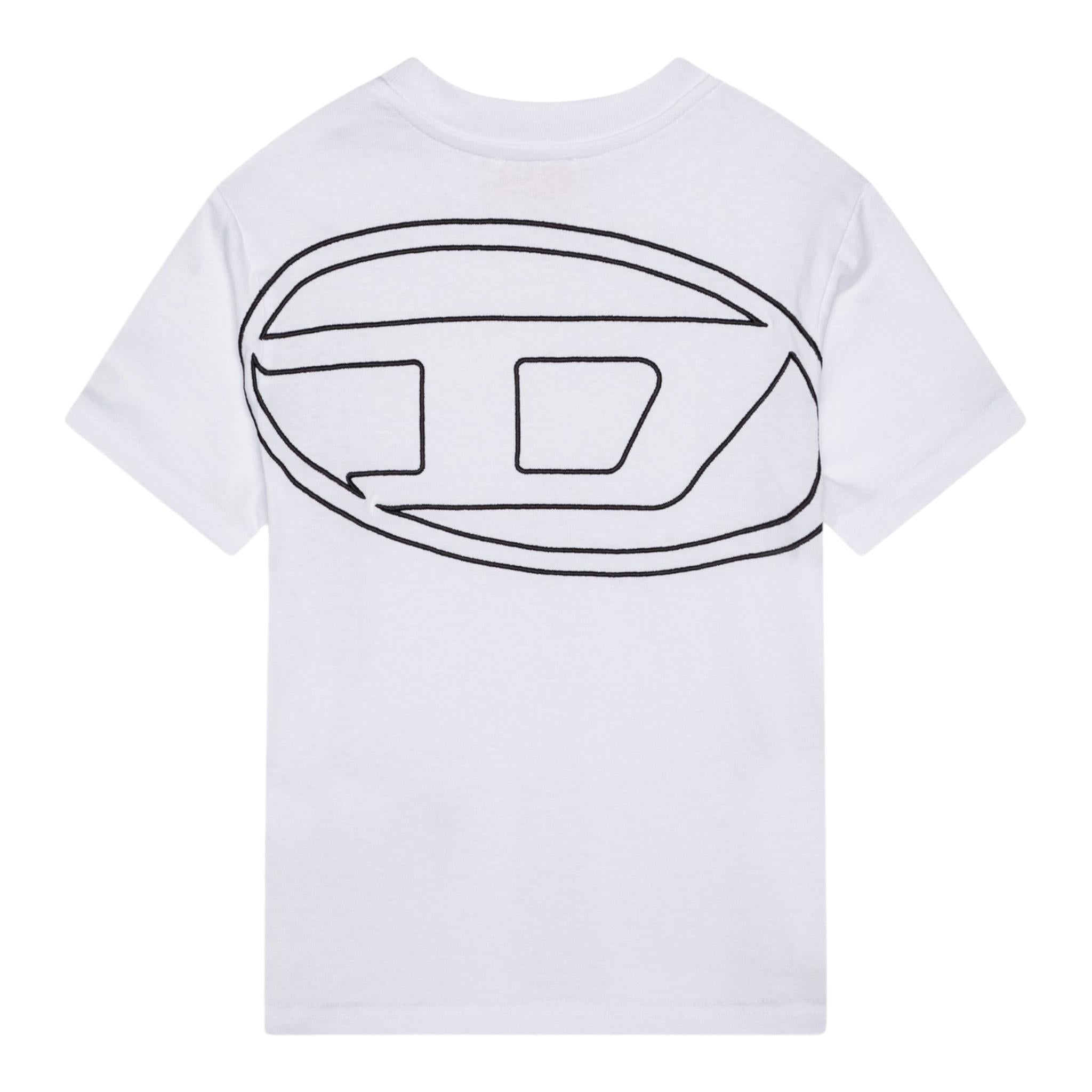 Diesel T-Shirt Girocollo Tinta Unita con Logo per Bambino J02276 BIANCO DIESEL 