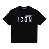 Dsquared2 T-Shirt Girocollo Tinta Unita con Stampa per Neonato DQ2968 NERO DSQUARED2 