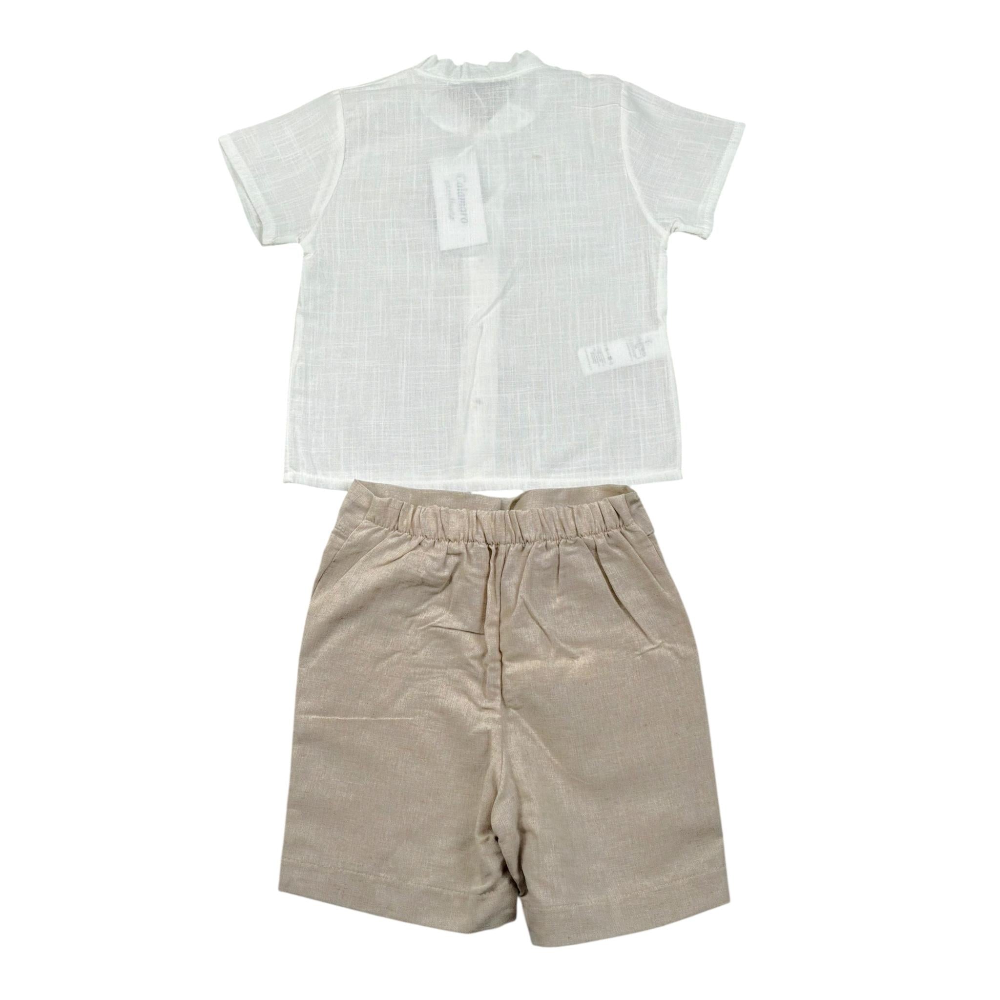 Calamaro Completo 2 Pezzi Camicia-Bermuda Bicolore per Bambino 11149 BIANCO/BEIGE CALAMARO 
