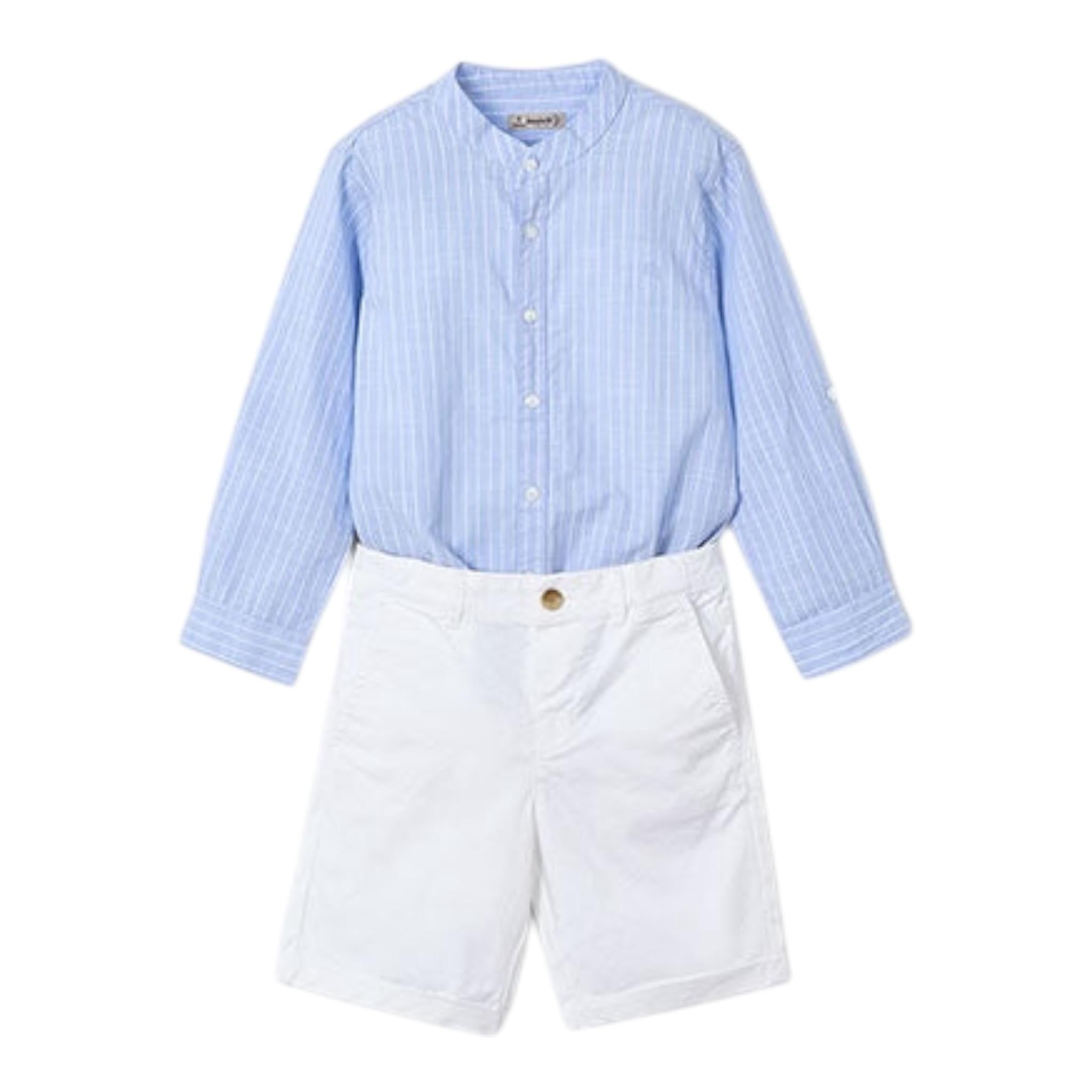 Mayoral Completo 2 Pezzi Camicia-Bermuda Bicolore per Bambino 3230 BIANCO/AZZURRO MAYORAL 