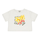 Dixie T-Shirt Girocollo Tinta Unita Con Stampe In Contrasto Bianco Per Bambina
