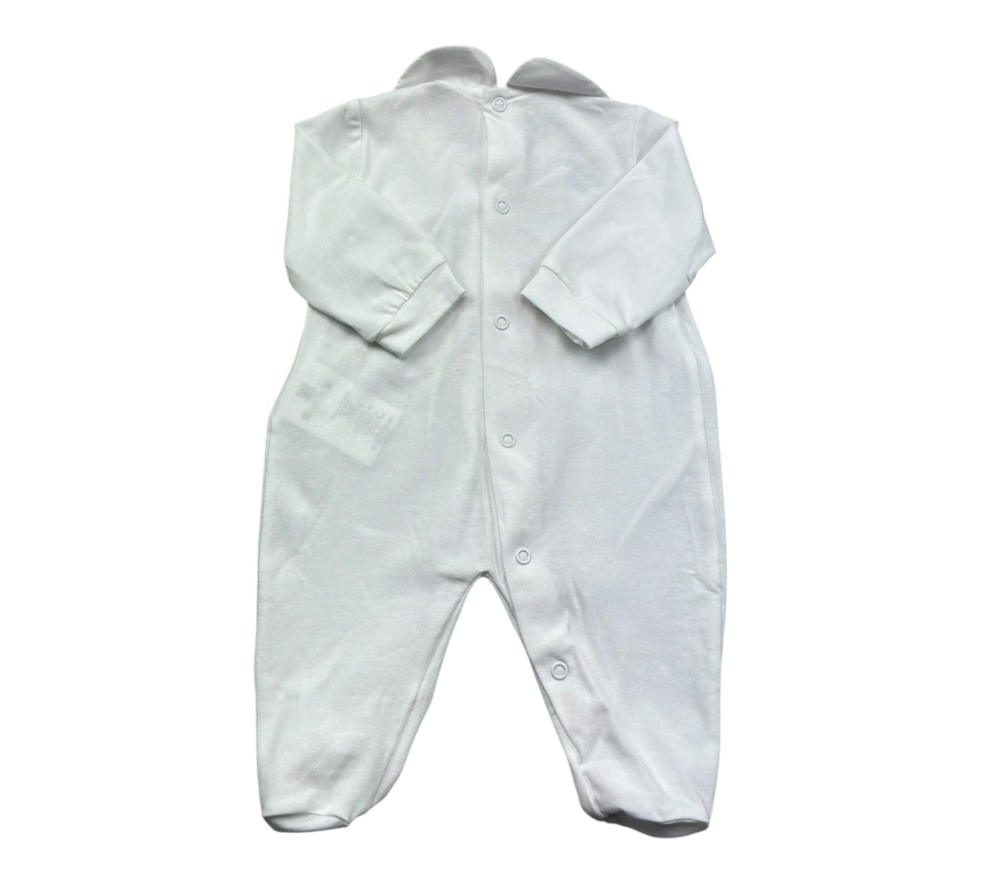 Le Bebe Tutina Manica Lunga Tinta Unita con Ricami per Neonata LBG6216 BIANCO LE BEBE 