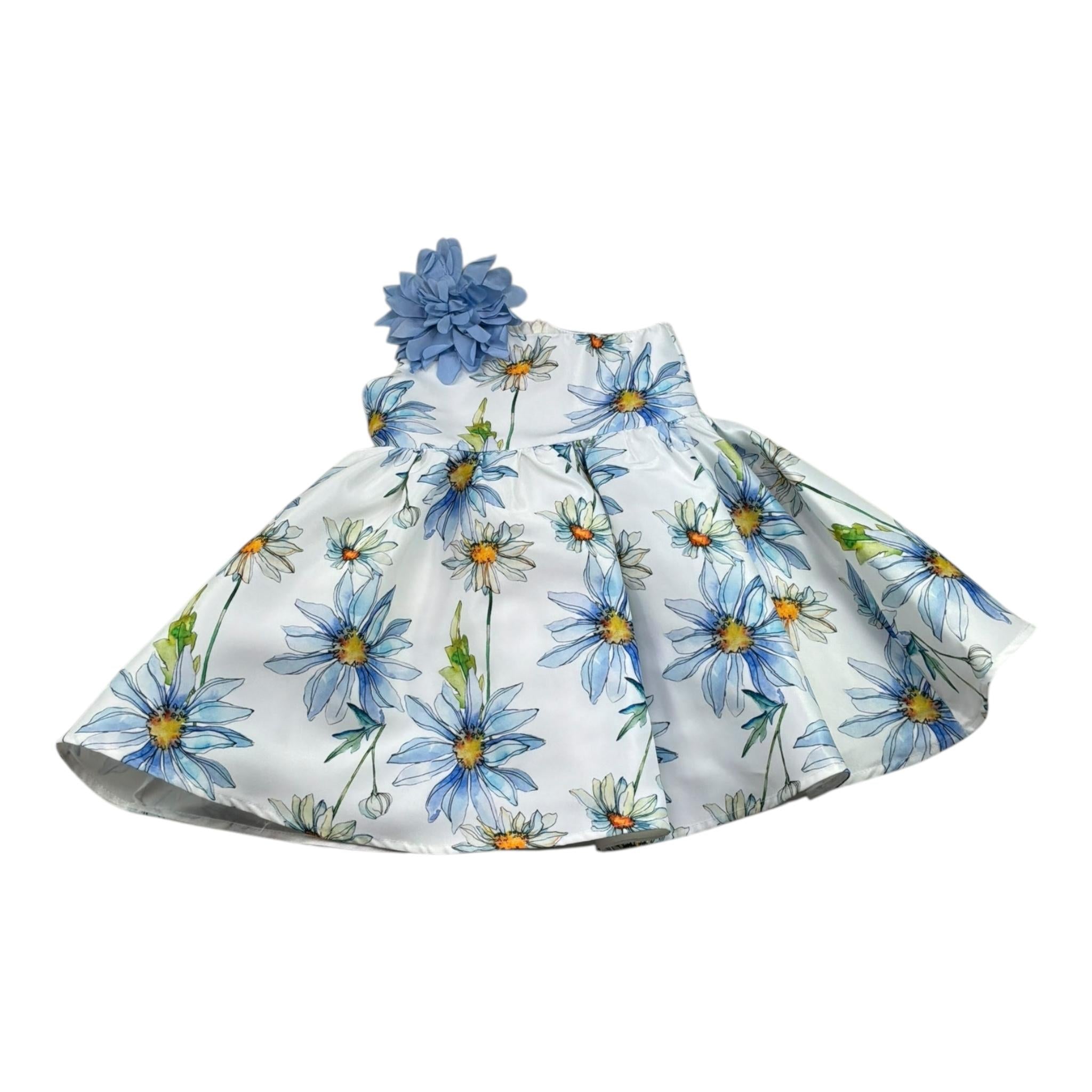 Meilisa Bai Abito Monospalla Tinta Unita con Stampe Floreale per Neonata FL6270N BIANCO MEILISA BAI 