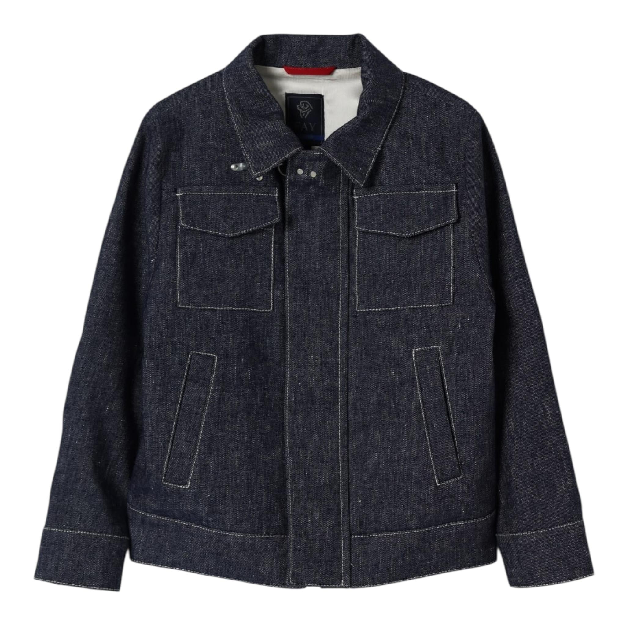 Fay Giubbino In Denim Tinta Unita con Zip per Bambino FW2P37 BLU FAY 