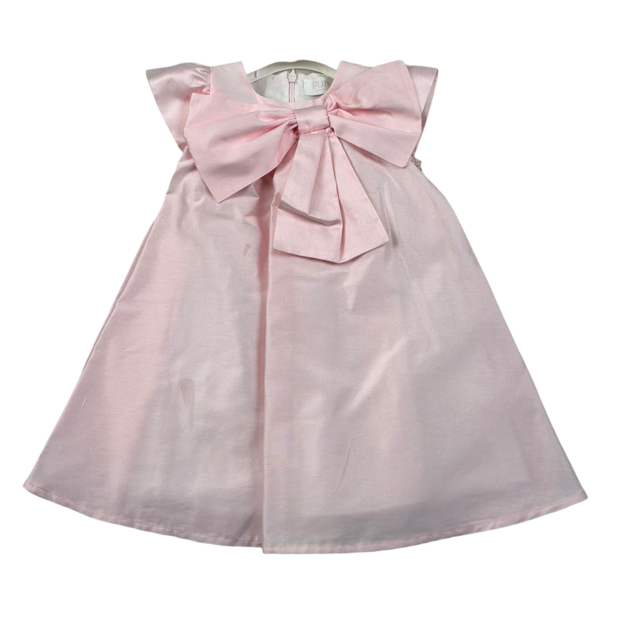Pure Firenze Abito Mezza Manica Tinta Unita con Fiocco per Neonata PC03226 ROSA PURE FIRENZE 