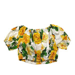 Dolce & Gabbana Top Tinta Unita con Fantasia Rose per Bambina L55S88 BIANCO DOLCE & GABBANA 