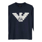 EMPORIO ARMANI shirt girocollo tinta unita con stampa Blu per Bambino 6D4DJ44 BLU EMPORIO ARMANI 