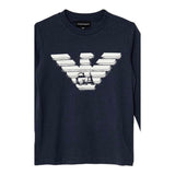 EMPORIO ARMANI shirt girocollo tinta unita con stampa Blu per Bambino 6D4DJ44 BLU EMPORIO ARMANI 