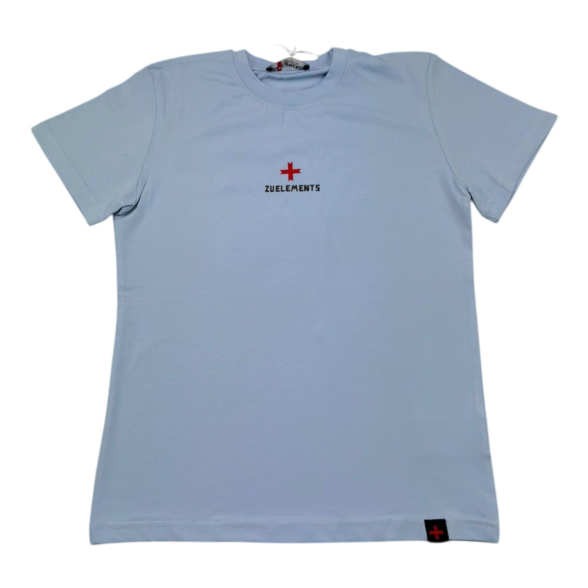 Zu+Elements T-Shirt Girocollo Tinta Unita con Stampa per Bambino ZU1608 AZZURRO ZU+ELEMENTS 