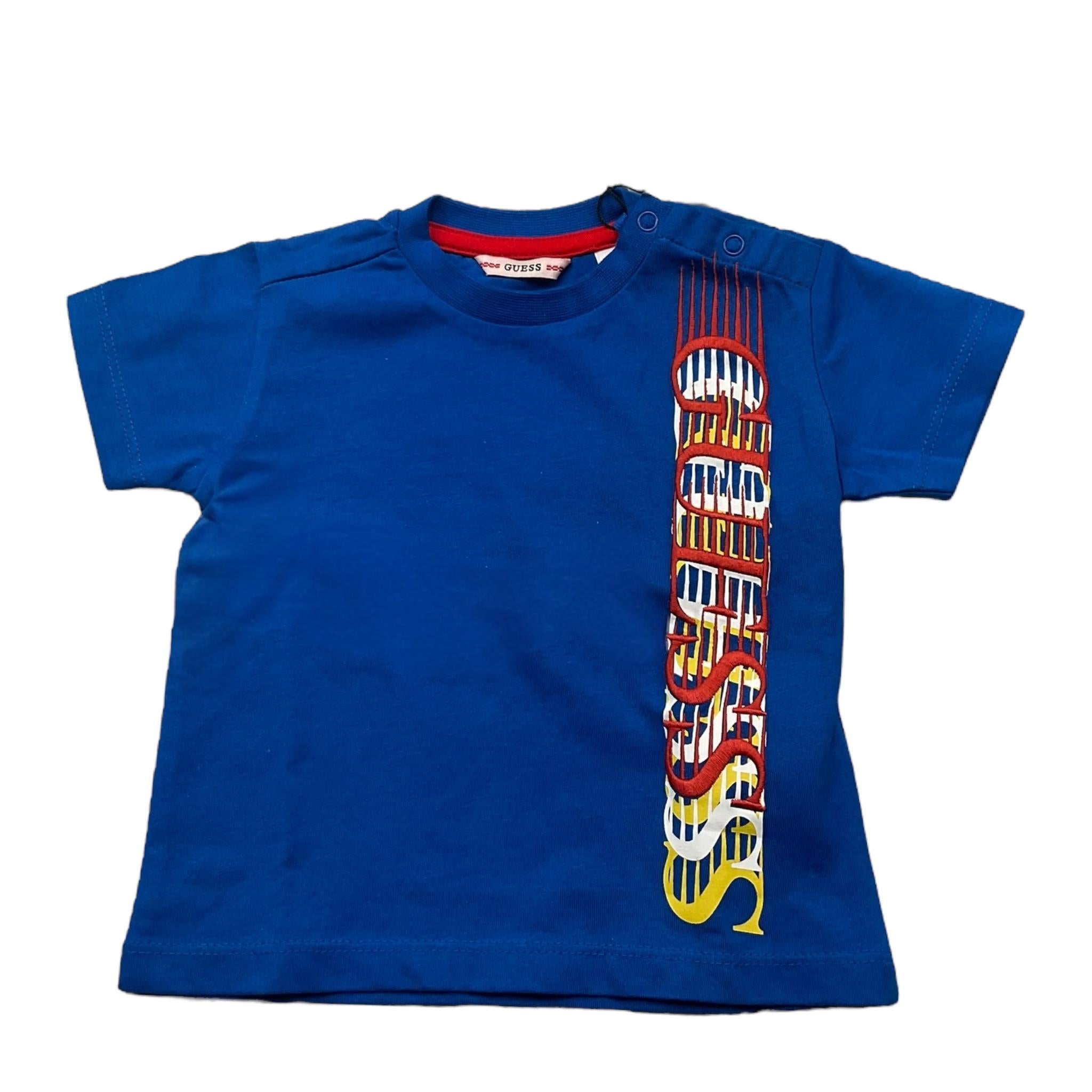 Guess T-Shirt Girocollo Tinta Unita con Stampa per Neonato N1YI03K8HM0 COBALTO GUESS 