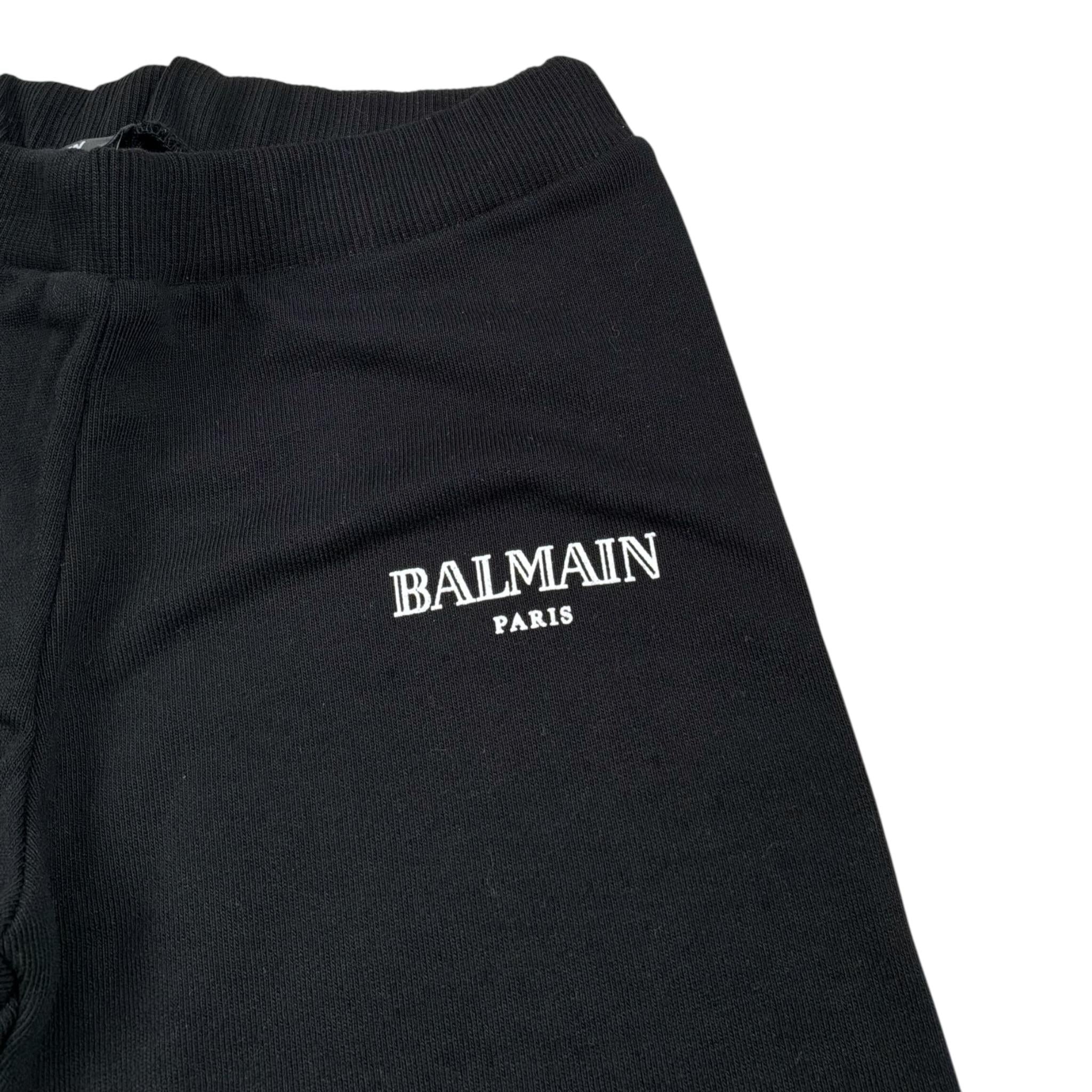 Balmain Pantalone Tuta tinta unita con Logo Nero per Neonato BV670N NERO BALMAIN 