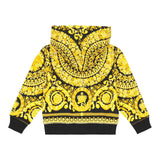 Versace Felpa Tinta Unita Con Cappuccio E Zip E Fantasia Nero Per Bambino