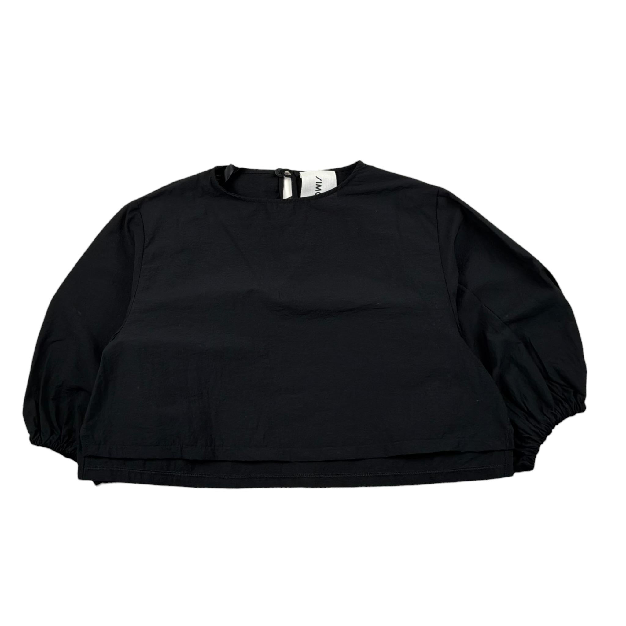 Simonetta Camicia Tinta Unita con Logo per Bambina SW5A03X NERO SIMONETTA 