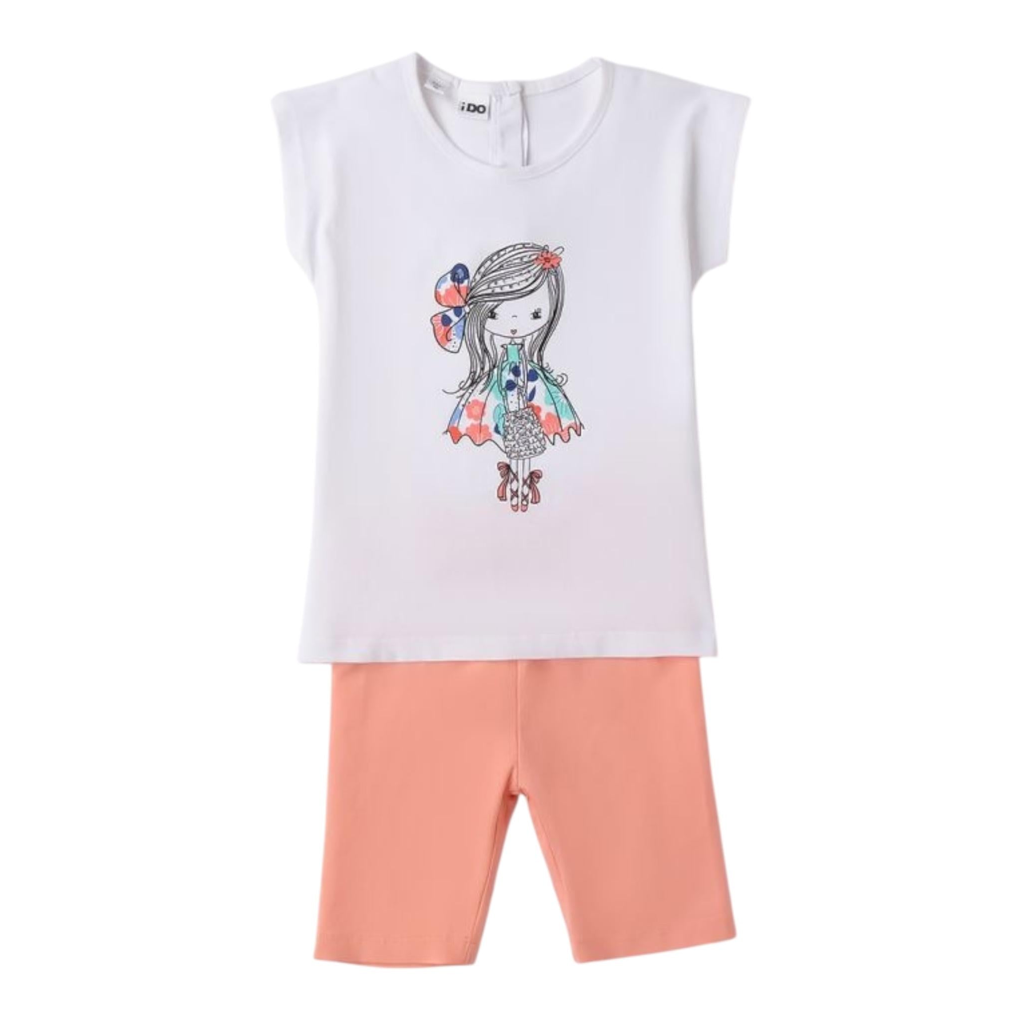I Do Completo 2 Pezzi T-Shirt-Leggins Bicolore per Neonata 4B549 BIANCO/ROSA I DO 