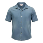 Saint Barth Camicia In Deim Tinta Unita Mezza Manica per Bambino 00862L AZZURRO SAINT BARTH 