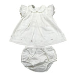 Marlu' Abito Mezza Manica Tinta Unita con Culotte per Neonata EP1217MUX BIANCO MARLU' 