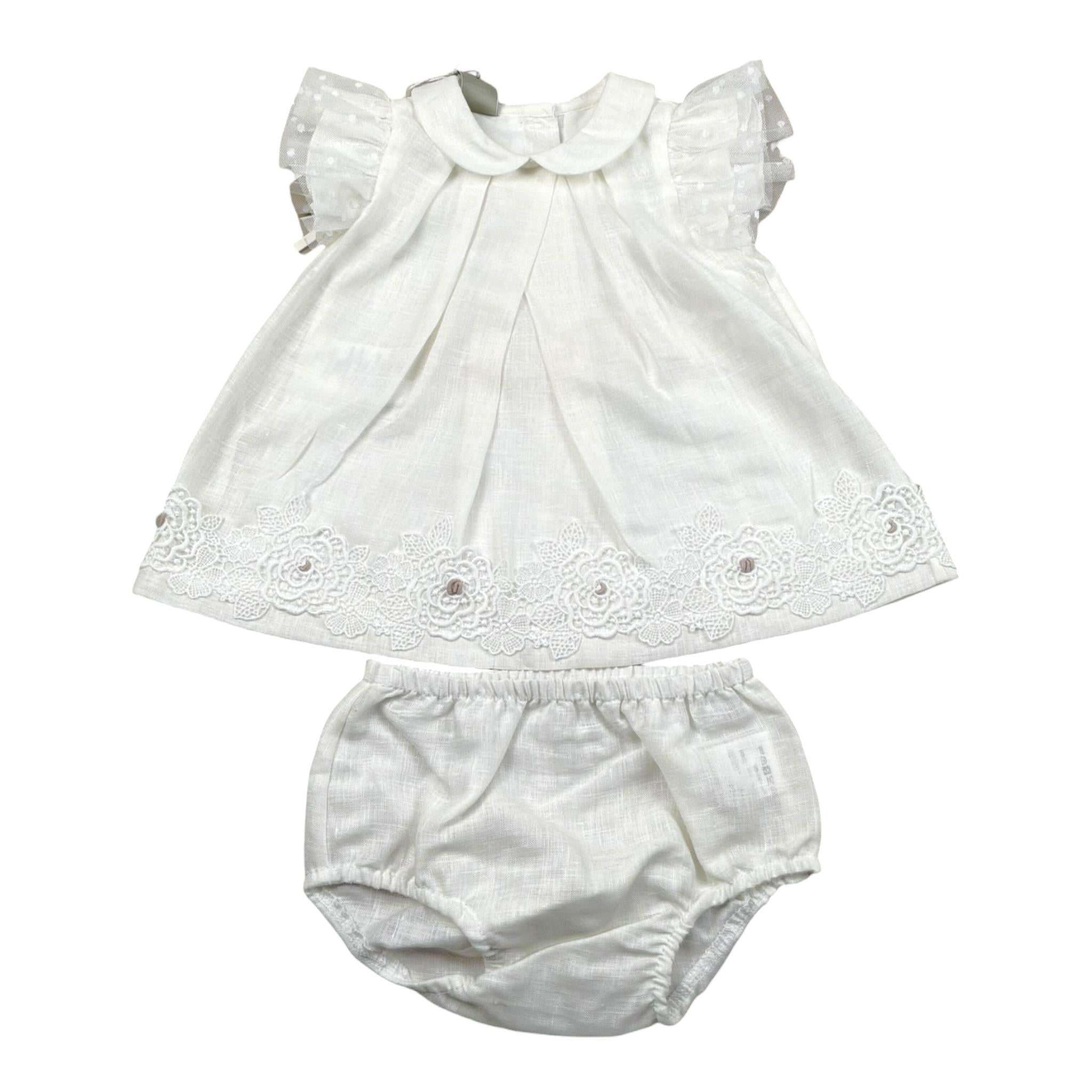 Marlu' Abito Mezza Manica Tinta Unita con Culotte per Neonata EP1217MUX BIANCO MARLU' 