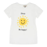 Dixie T-Shirt Tinta Unita Girocollo con Stampa per Bambina MB62030G39 BIANCO DIXIE 