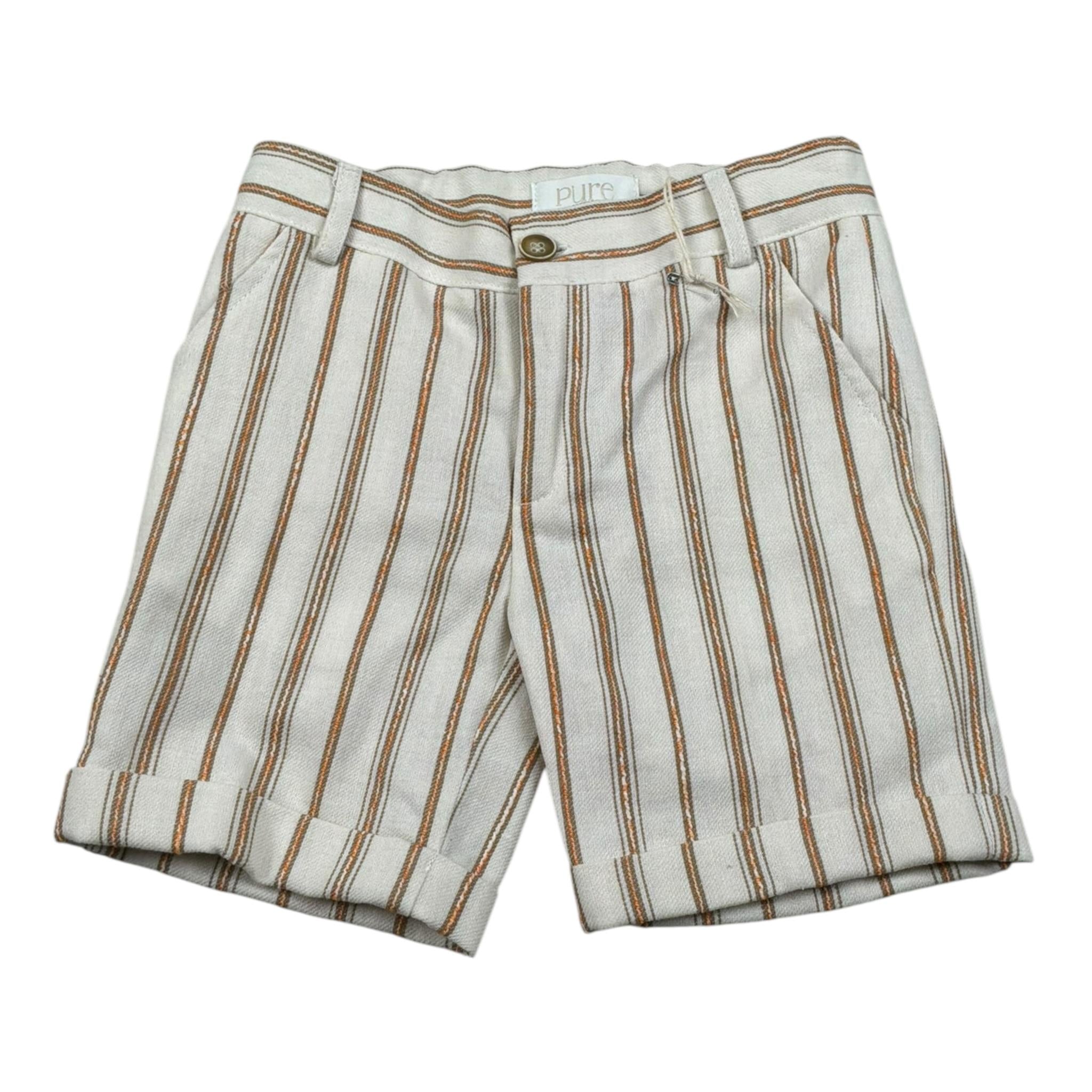 Pure Firenze Bermuda Fantasia A Righe con Girovita Regolabile per Neonato PC01271 BEIGE PURE FIRENZE 