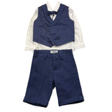 Damper Dan Completo 4Pz Gilet-Camicia-Pantalone-Papillions Blu Per Neonato