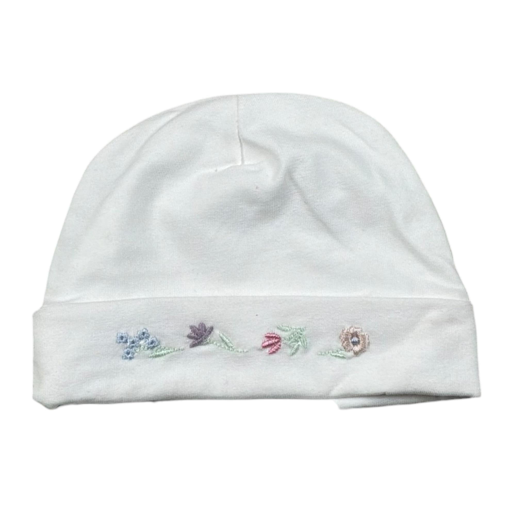 Lalalu' Cappello Tinta Unita con Ricami per Neonata CAL12P BIANCO LALALU' 