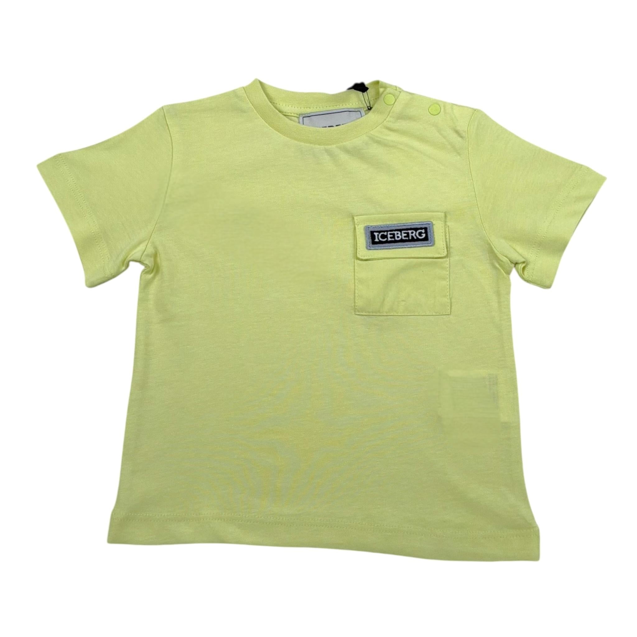 Iceberg T-Shirt Girocollo Tinta Unita con Stampa per Neonato TSICE5103BXX VERDE ICEBERG 