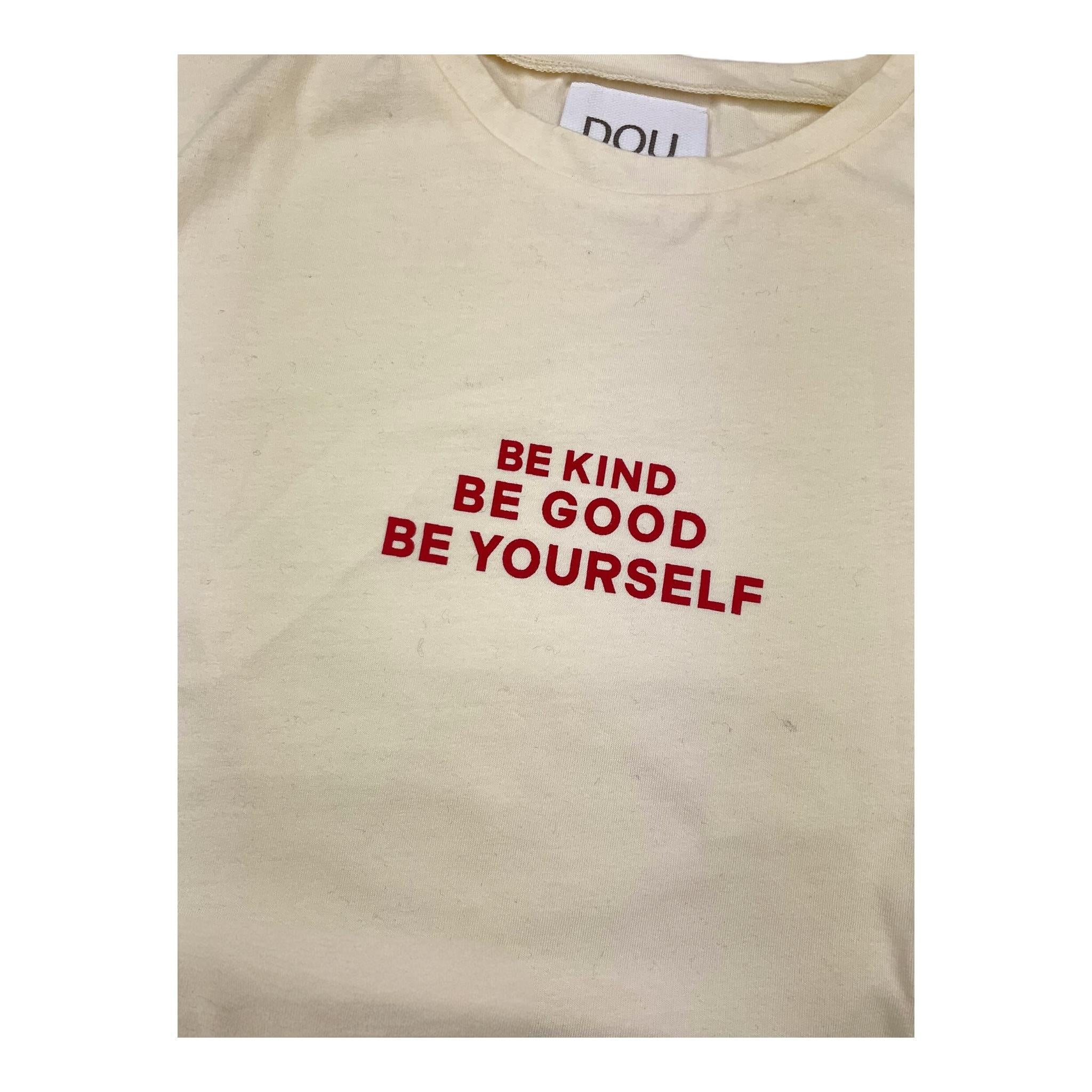 DOU DOU t-shirt girocollo tinta unita cn stampa in contrasto Panna per Bambino DV8P41 PANNA DOU DOU 