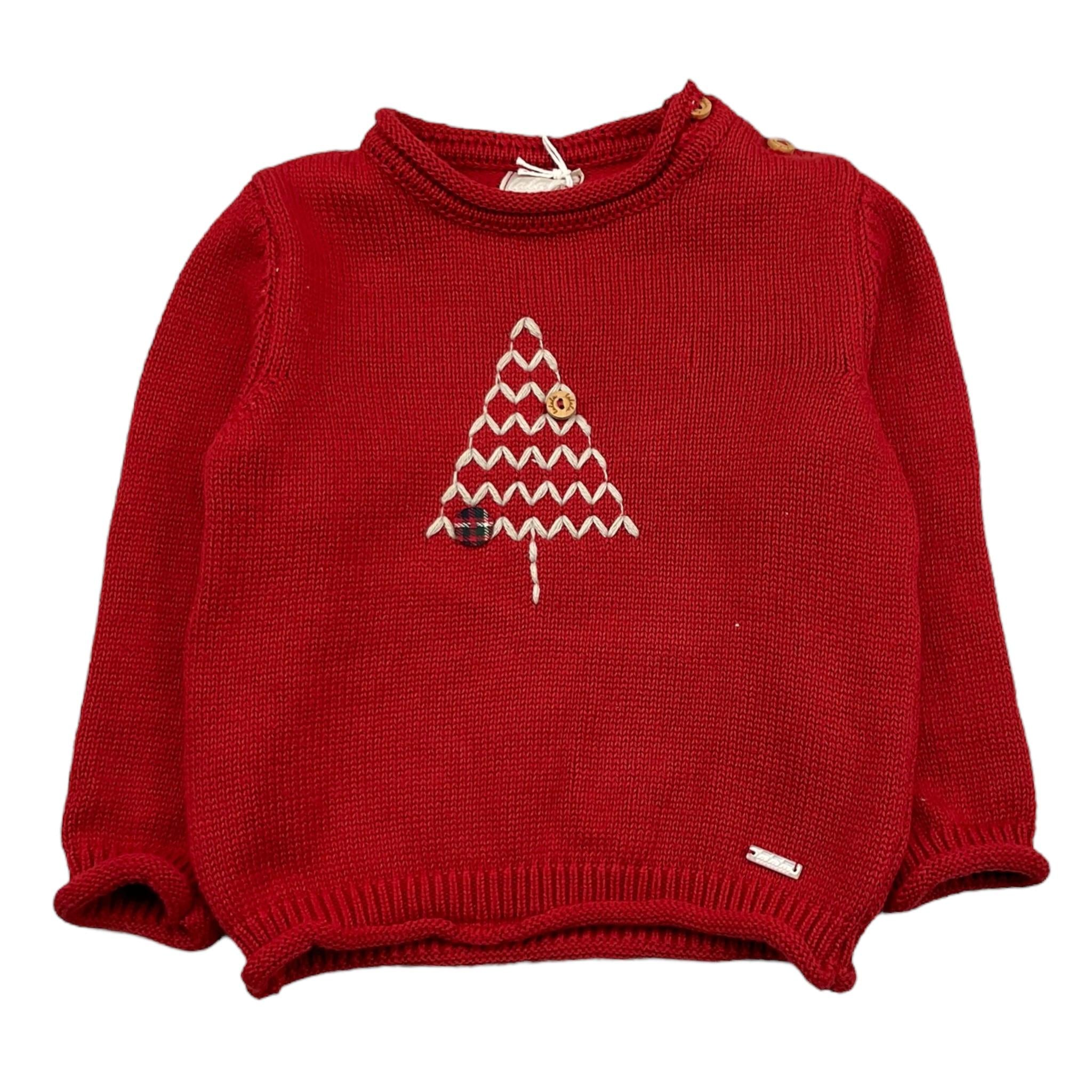 LALALU' maglia girocollo tinta unita con ricami Rosso per Neonato MGL05L ROSSO LALALU' 