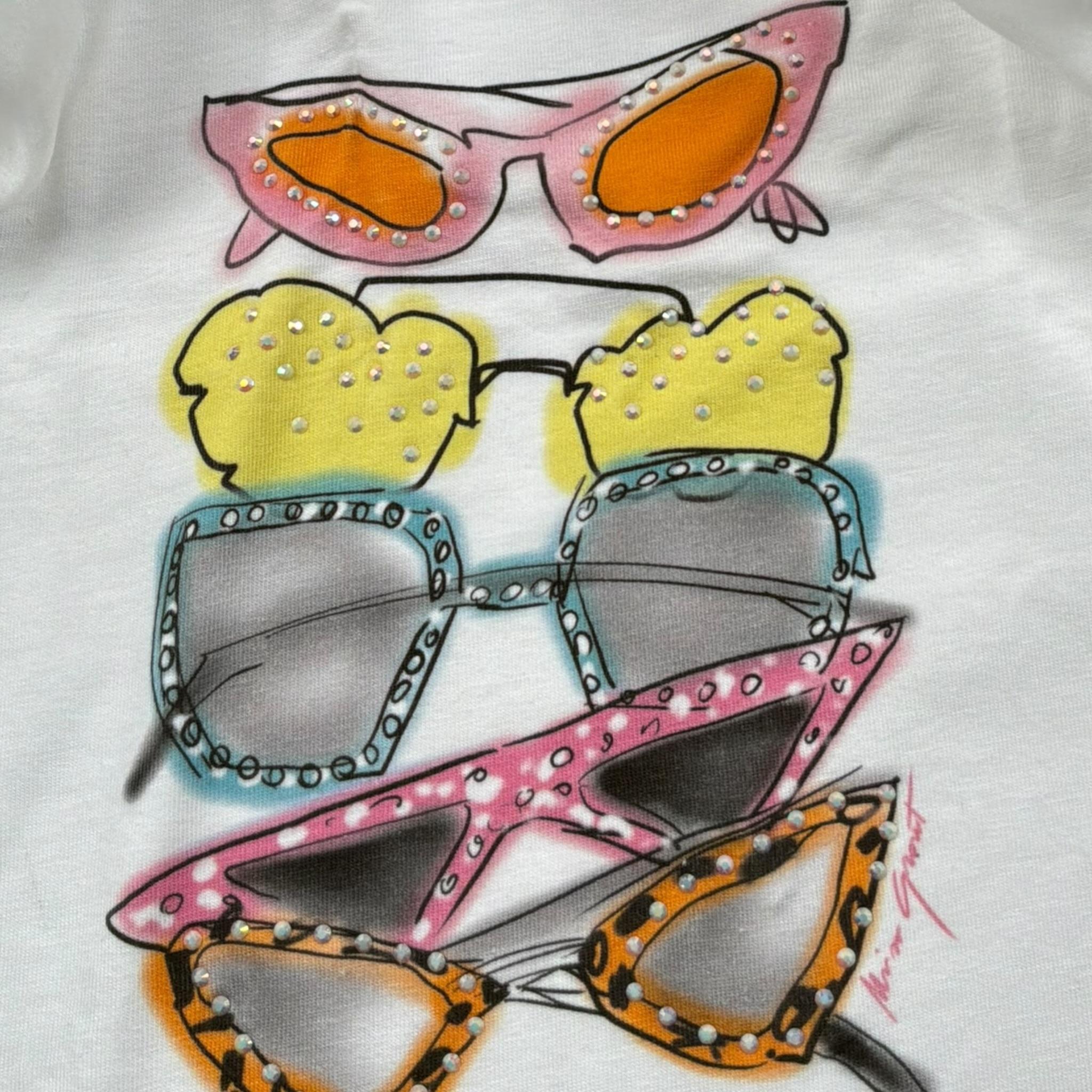 Miss Grant T-Shirt Girocollo Tinta Unita con Stampa per Bambina MG1358 BIANCO MISS GRANT 