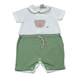 Marlu' Pagliaccetto Bicolore Mezza Manica per Neonato EB6213 BIANCO/VERDE MARLU' 