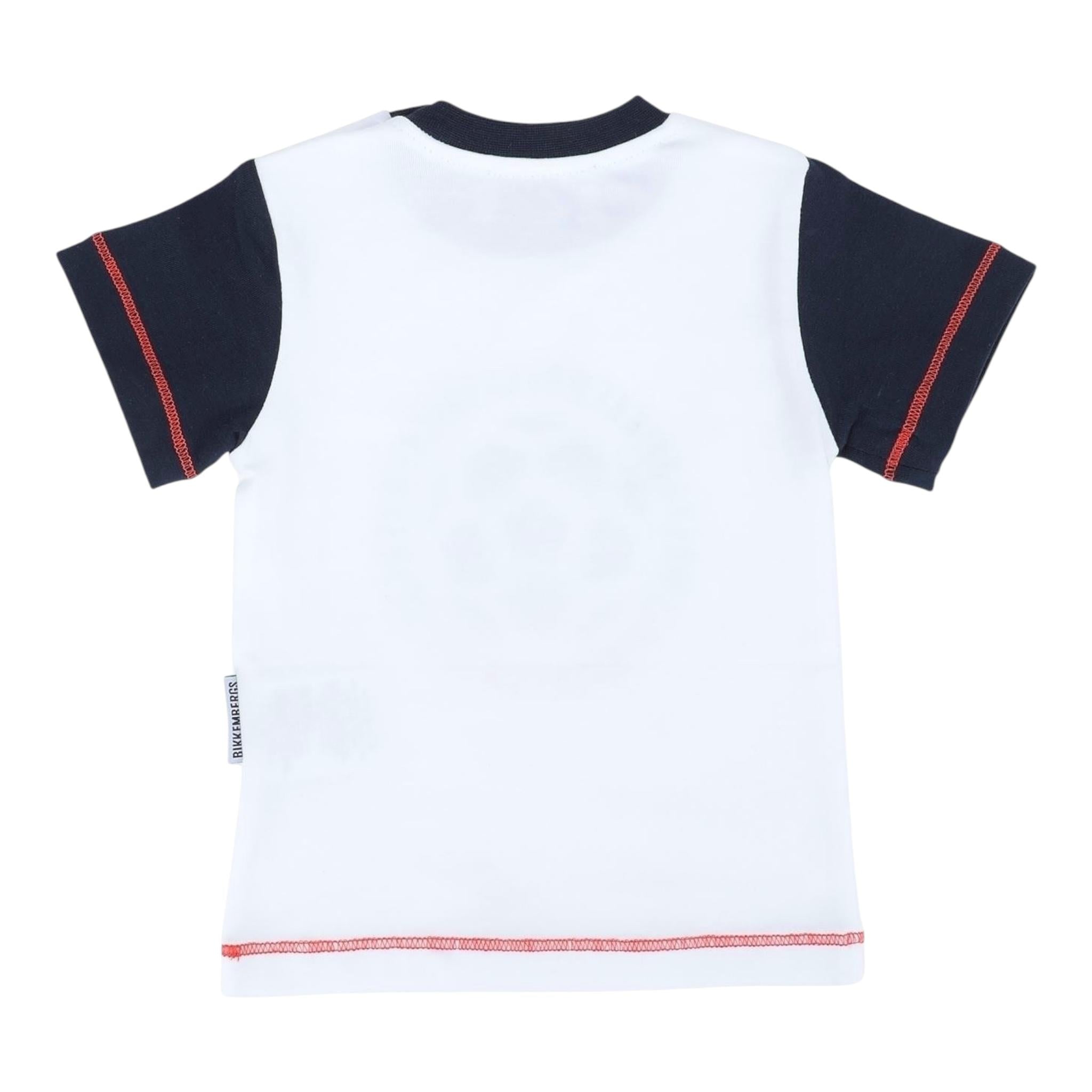 Bikkembergs T-Shirt Girocollo Tinta Unita con Maniche In Contrasto per Bambino BK1732J BIANCO BiKKEMBERGS 