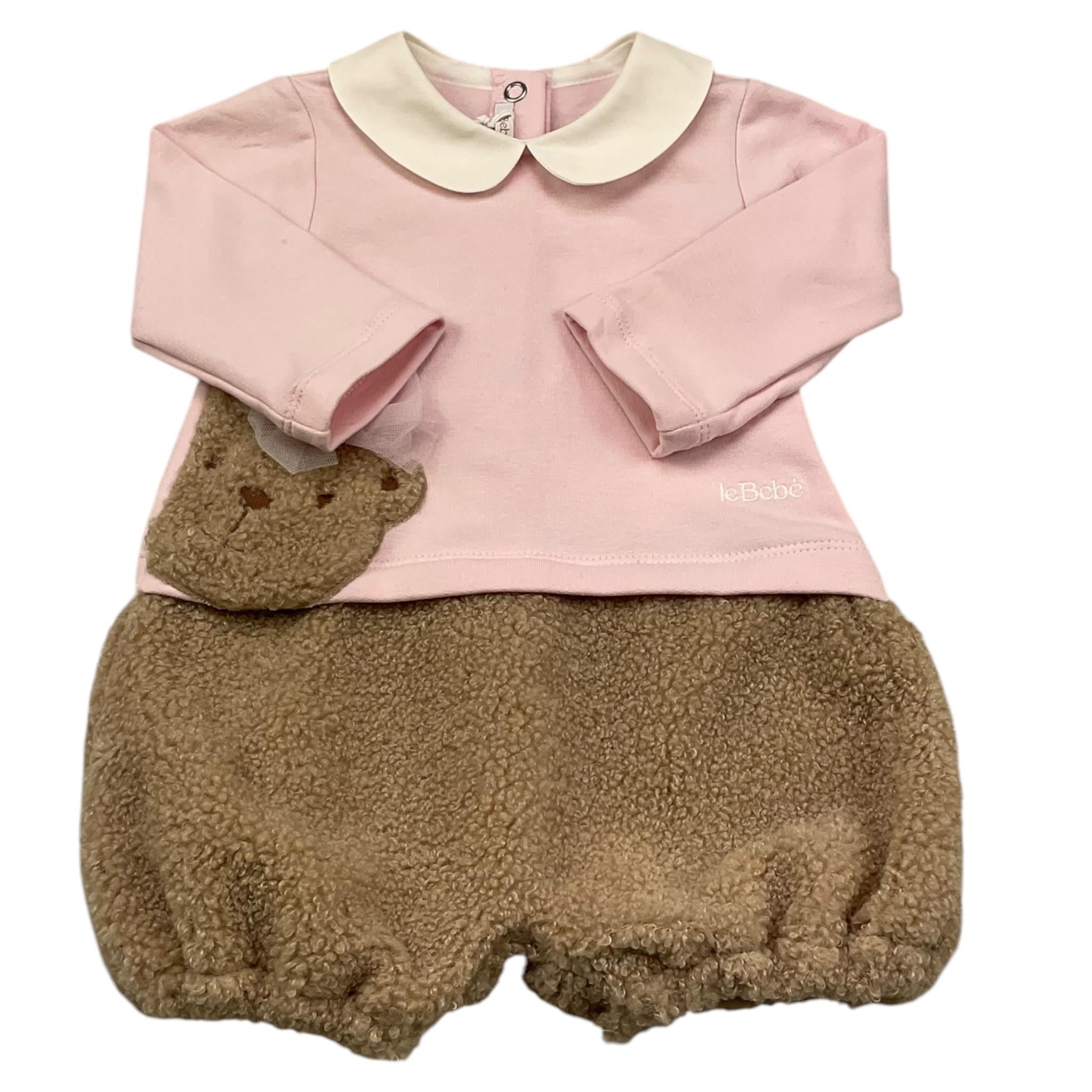 LE BEBE' pagliaccetto manica lunga bicolore Rosa/beige per Neonata LBG6036 ROSA/BEIGE LE BEBE' 
