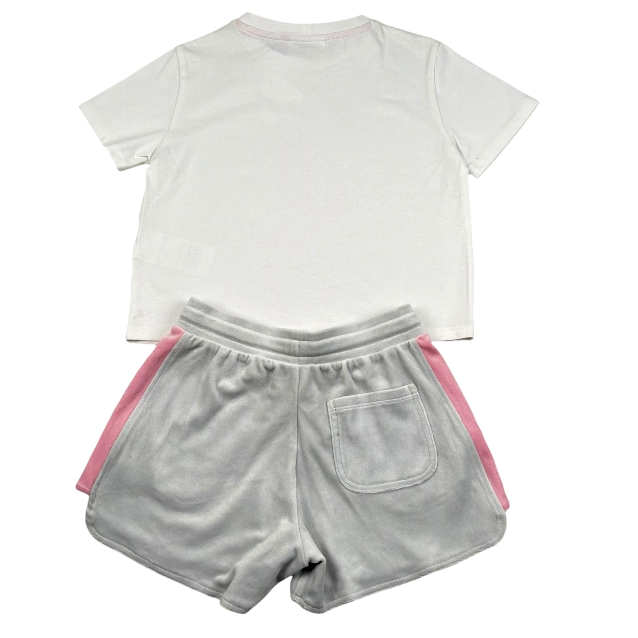 Juicy Couture Completo 2 Pezzi T-Shirt-Short Bicolore per Bambina JBX6512 BIANCO/GRIGIO JUICY COUTURE 