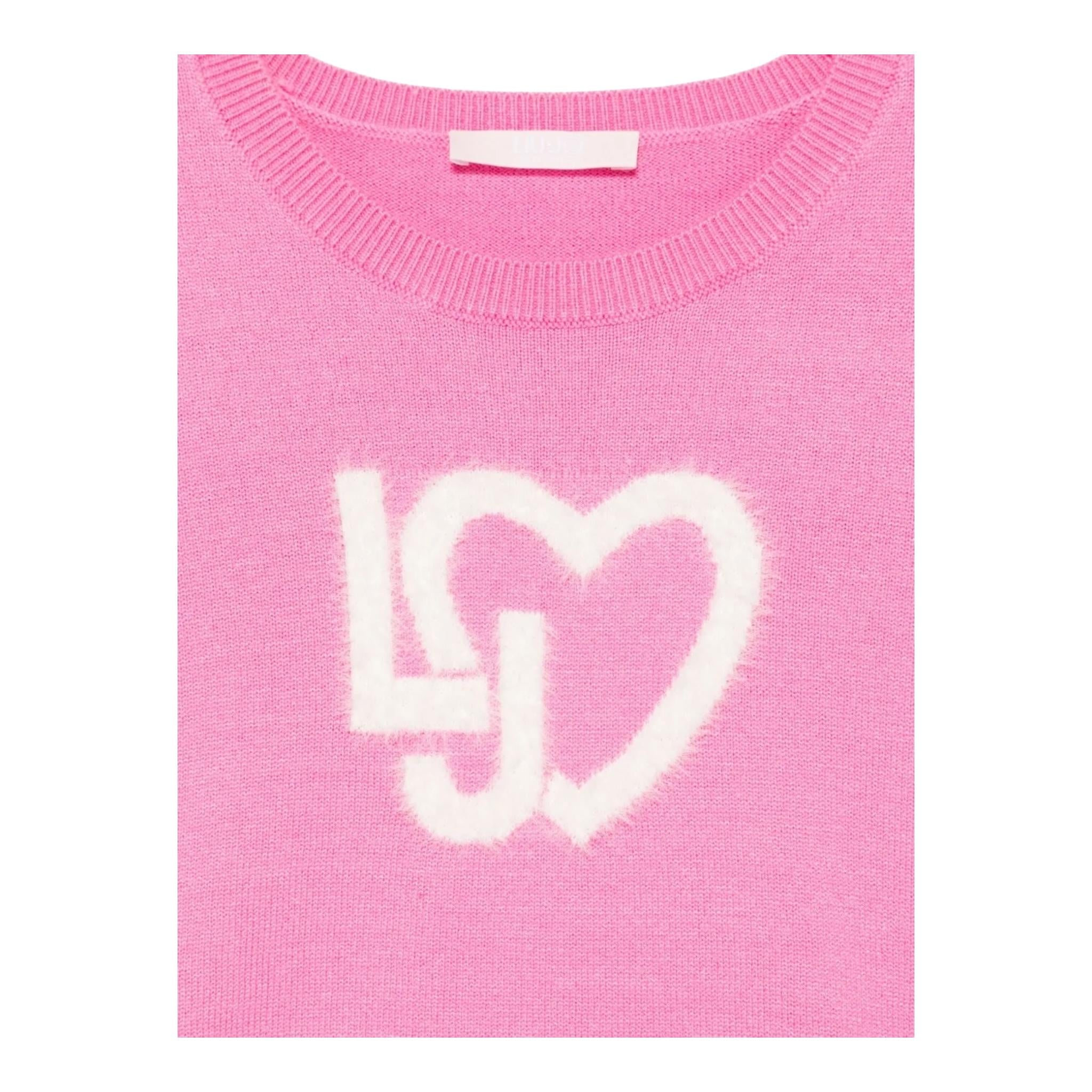 Liu Jo Maglia Girocollo Tinta Unita con Logo per Neonata KF4039 ROSA LIU JO 