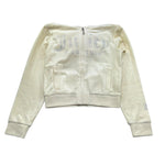 Juicy Couture Felpa Tinta Unita con Zip E Cappuccio per Bambina JBX6745 PANNA JUICY COUTURE 