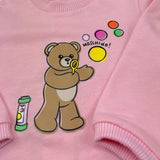 Moschino Set Tutina Tinta Unita con Stampa E Cappello per Neonata MUY092 ROSA MOSCHINO 