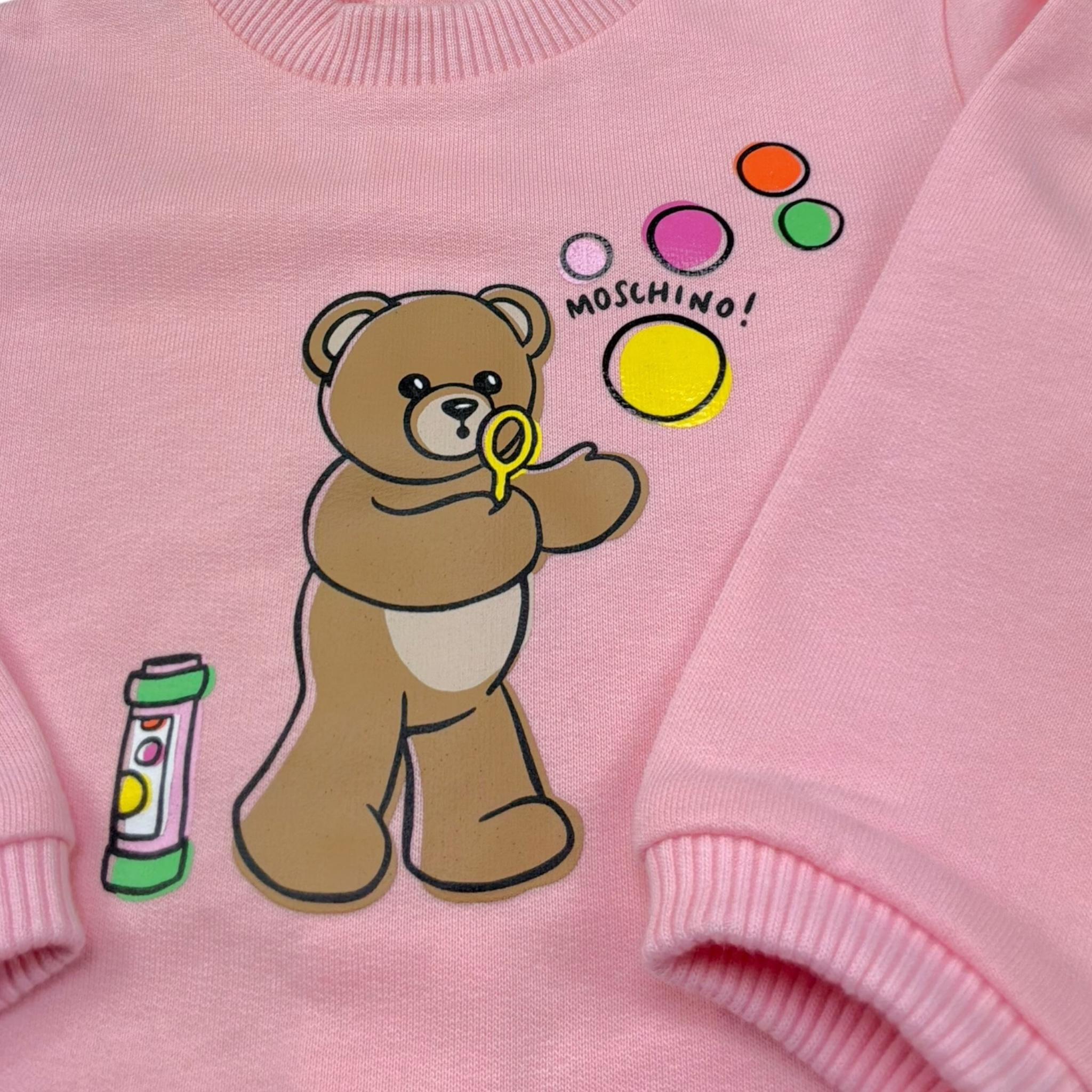 Moschino Set Tutina Tinta Unita con Stampa E Cappello per Neonata MUY092 ROSA MOSCHINO 