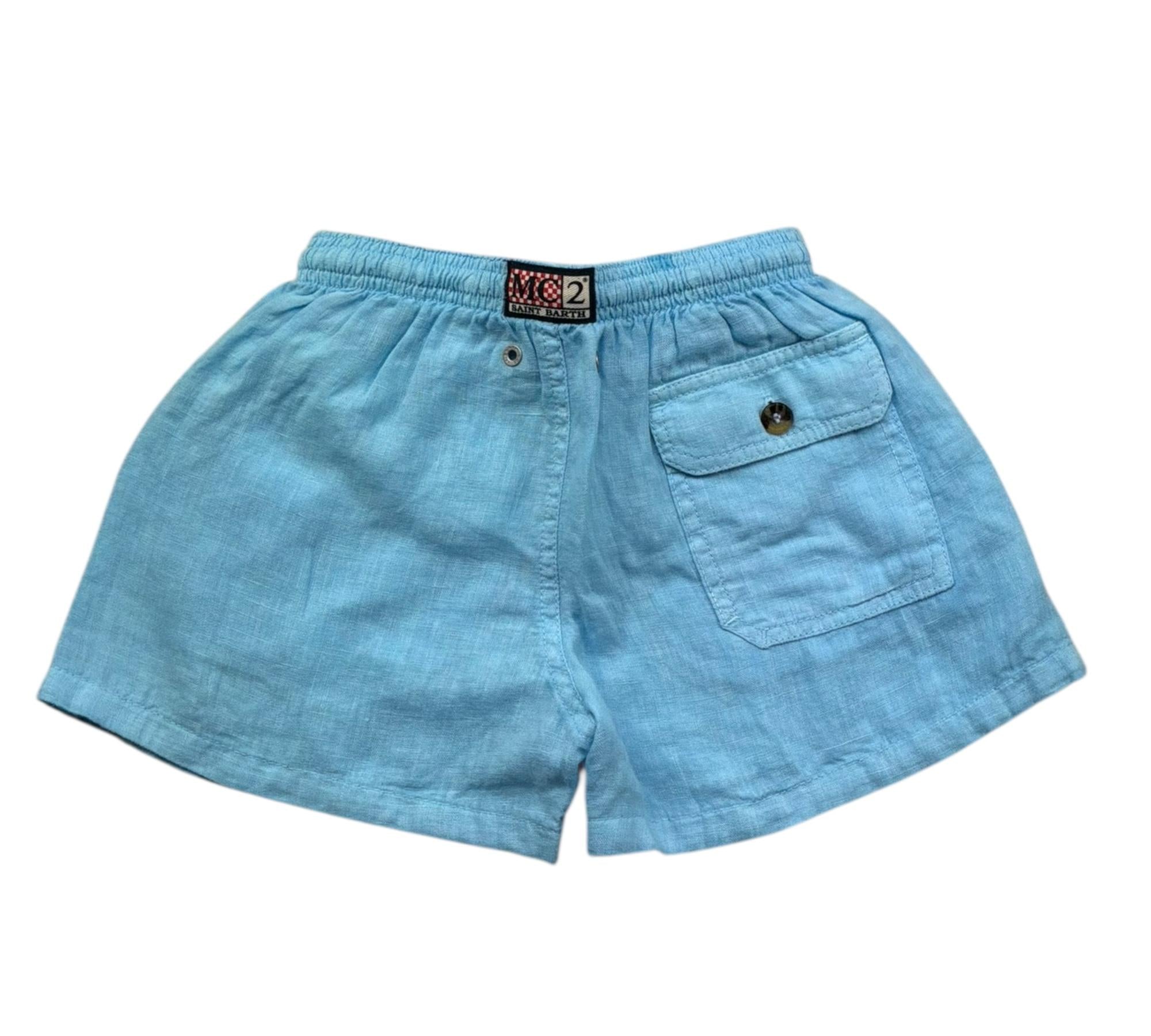 Saint Barth costume Tinta Unita con Elastico In Vita per Bambino JEAN AZZURRO SAINT BARTH 