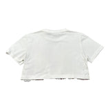Shopart T-Shirt Modello Crop Tinta Unita con Fantasia per Bambina SAJKS000434 BIANCO SHOPART 