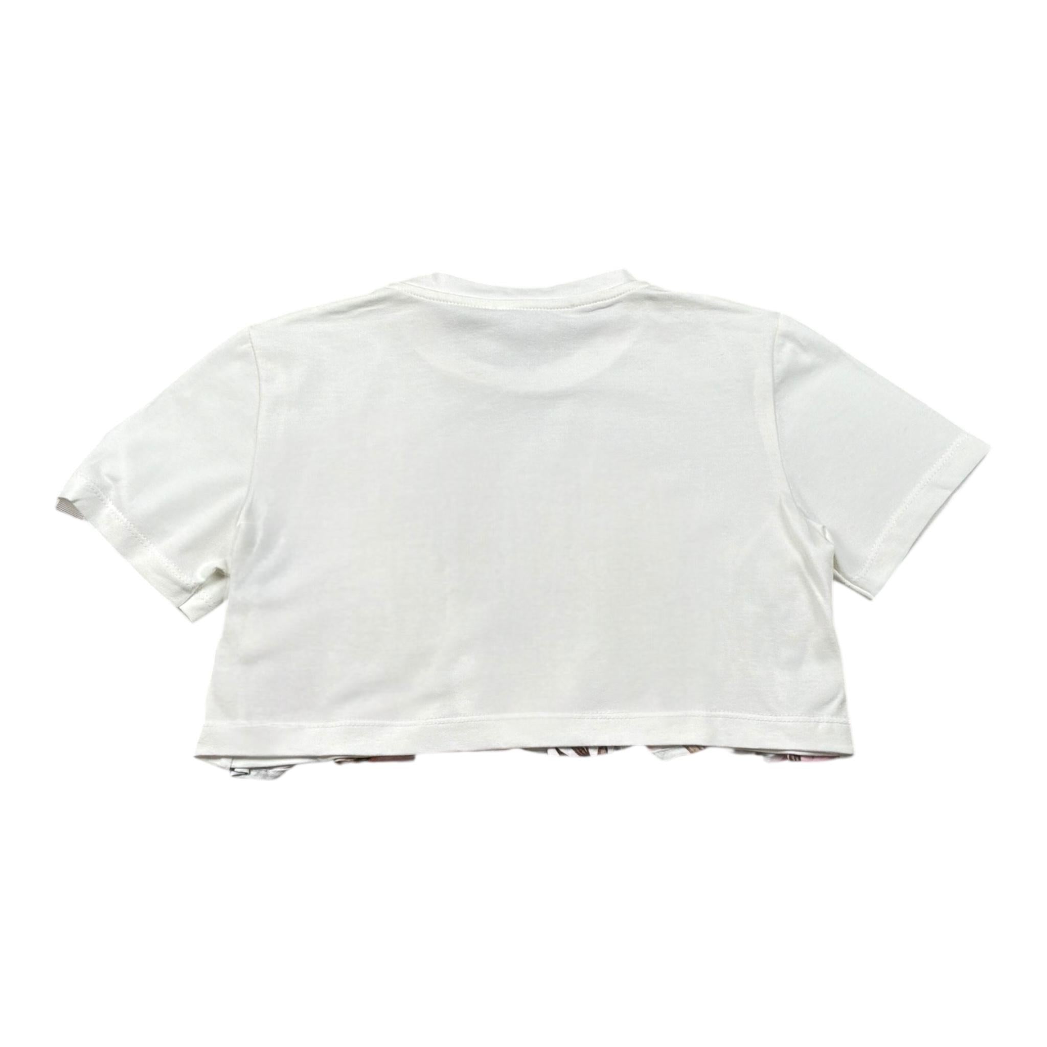 Shopart T-Shirt Modello Crop Tinta Unita con Fantasia per Bambina SAJKS000434 BIANCO SHOPART 