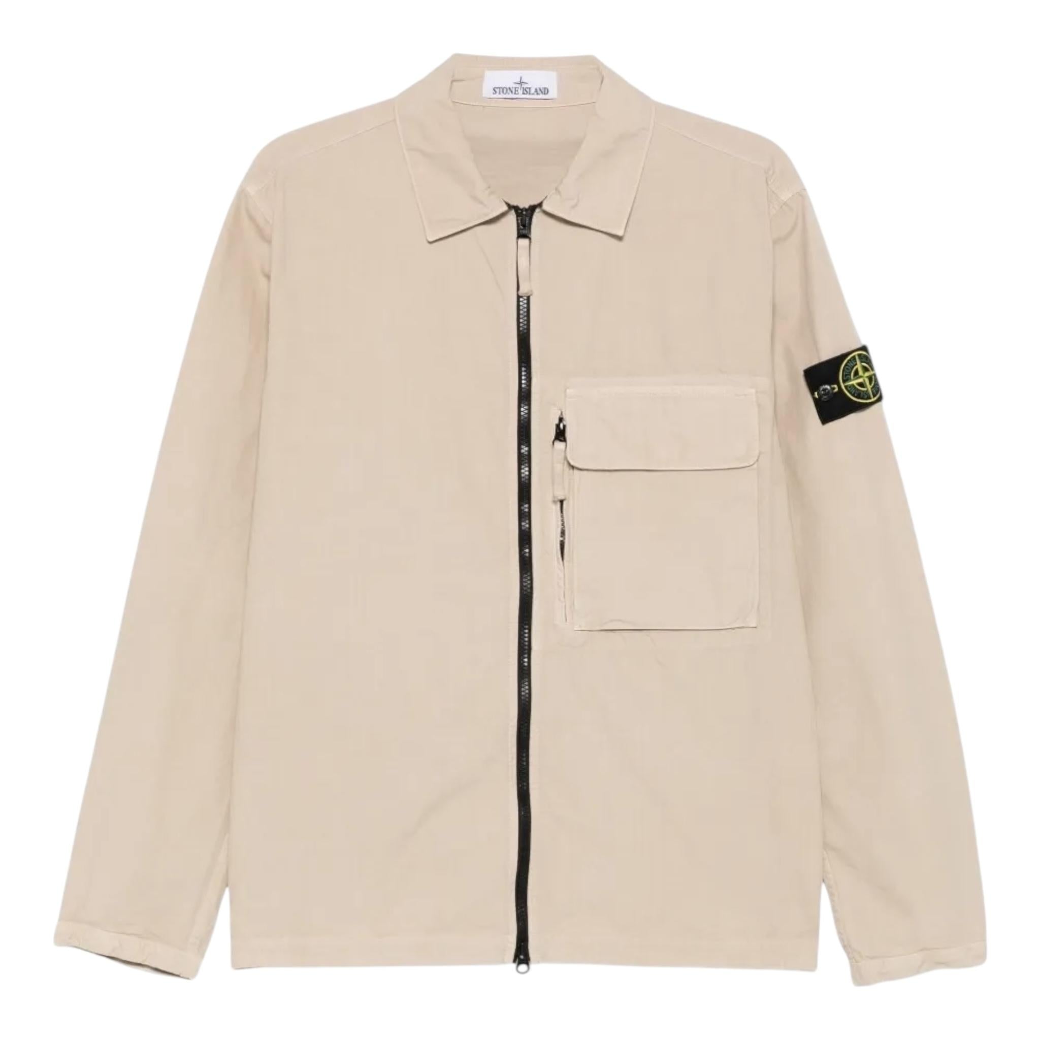 Stone Island Camicia Manica Lunga Tinta Unita con Zip per Bambino K1S161200001 BEIGE STONE ISLAND 