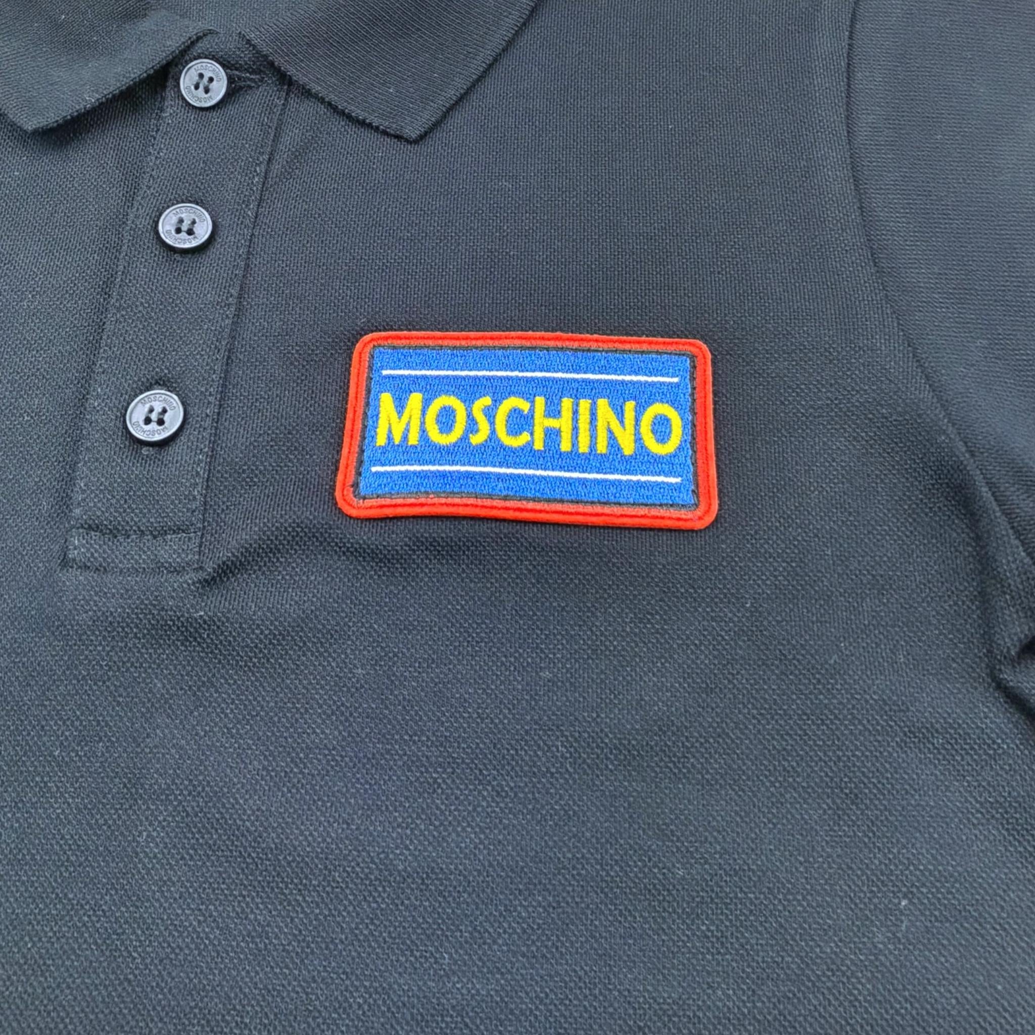 Moschino Polo Mezza Manica Tinta Unita con Stampa per Bambino HTM03Y NERO MOSCHINO 