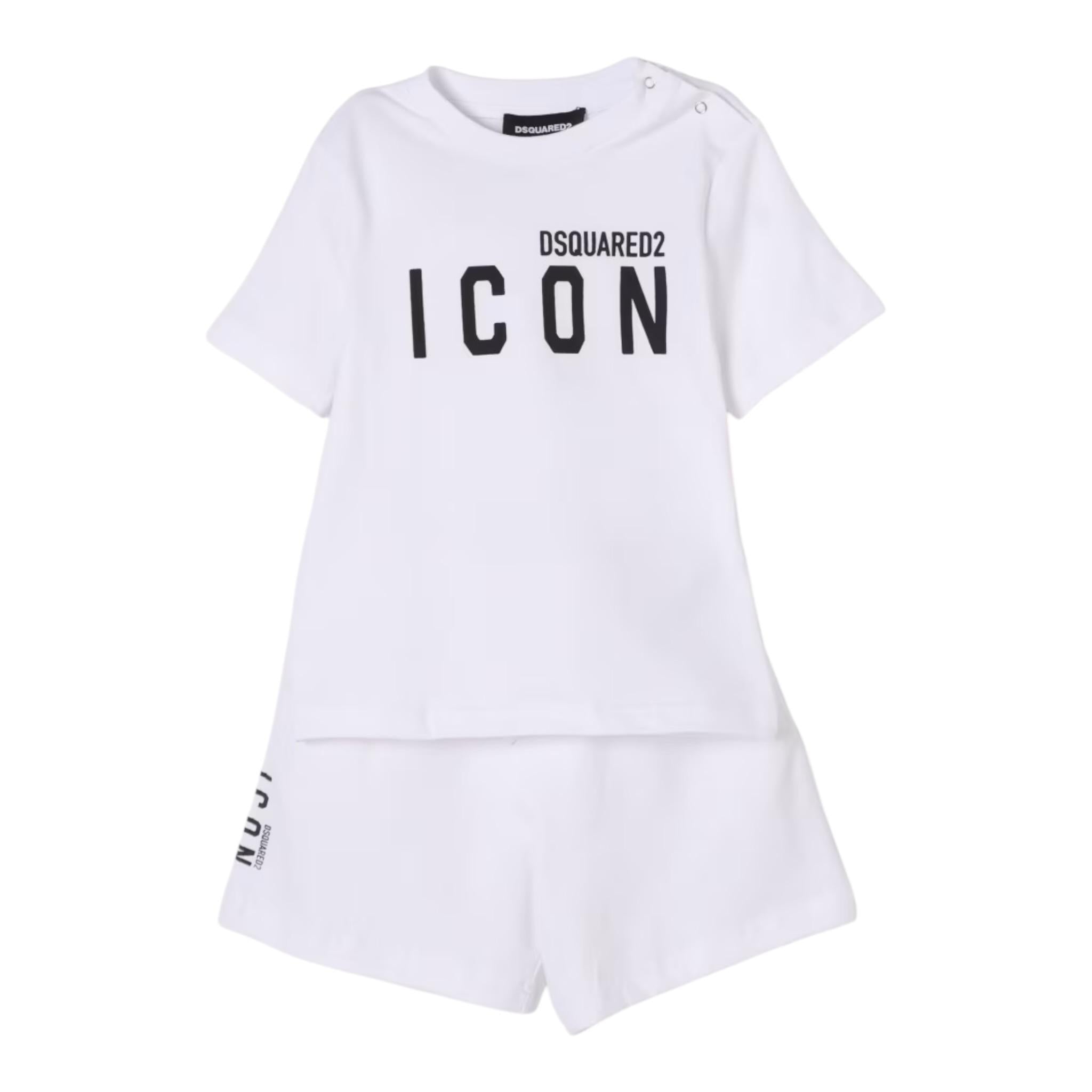 Dsquared2 Completo 2 Pezzi T-Shirt-Bermuda tinta unita Bianco per Neonato DQ2953 BIANCO DSQUARED2 