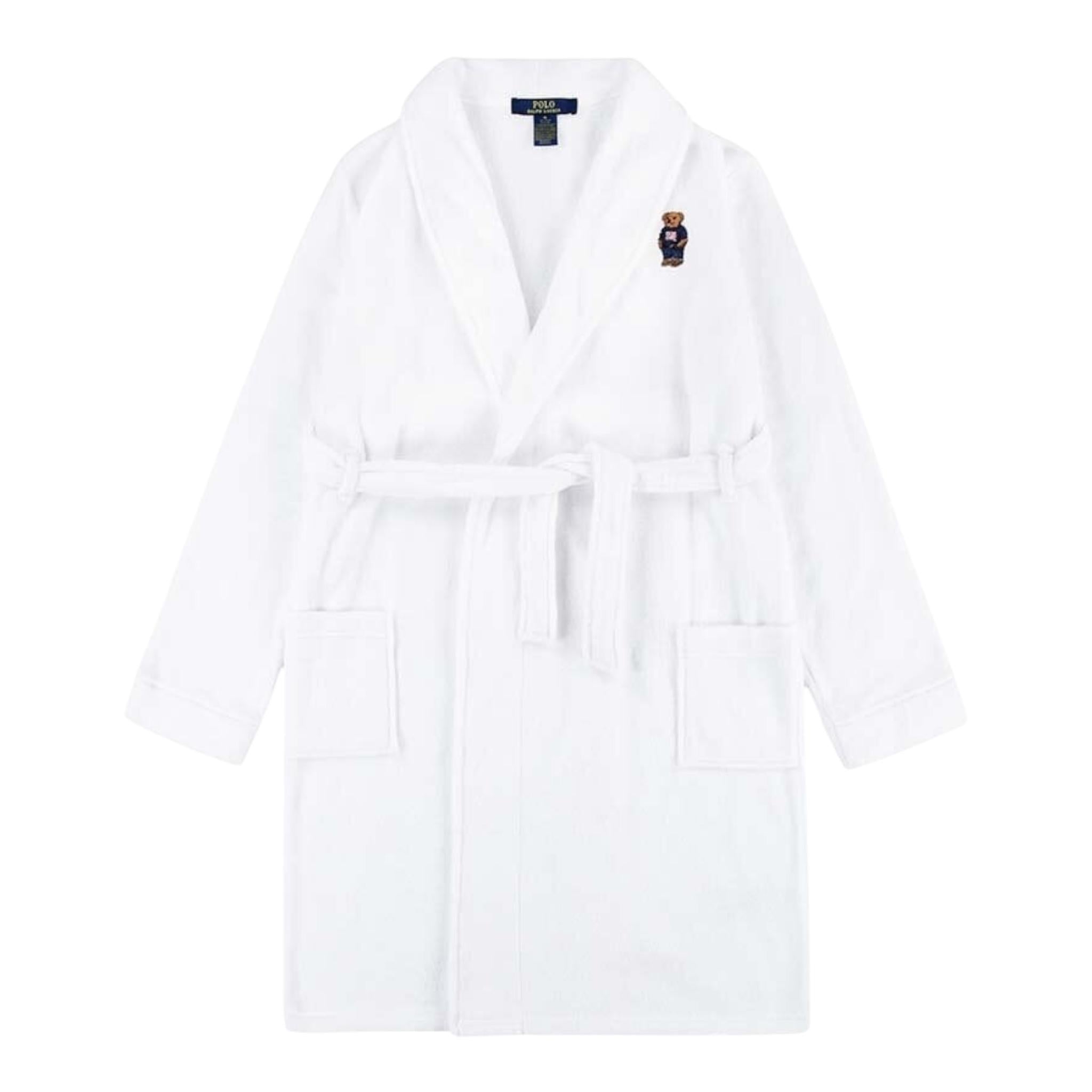 Ralph Lauren Accappatoio Tinta Unita con Stampa per Bambina 9P0042 BIANCO RALPH LAUREN 