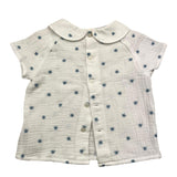 Paz Rodriguez Camicia Mezza Manica Tinta Unita Con Ricami Bianco Per Neonata
