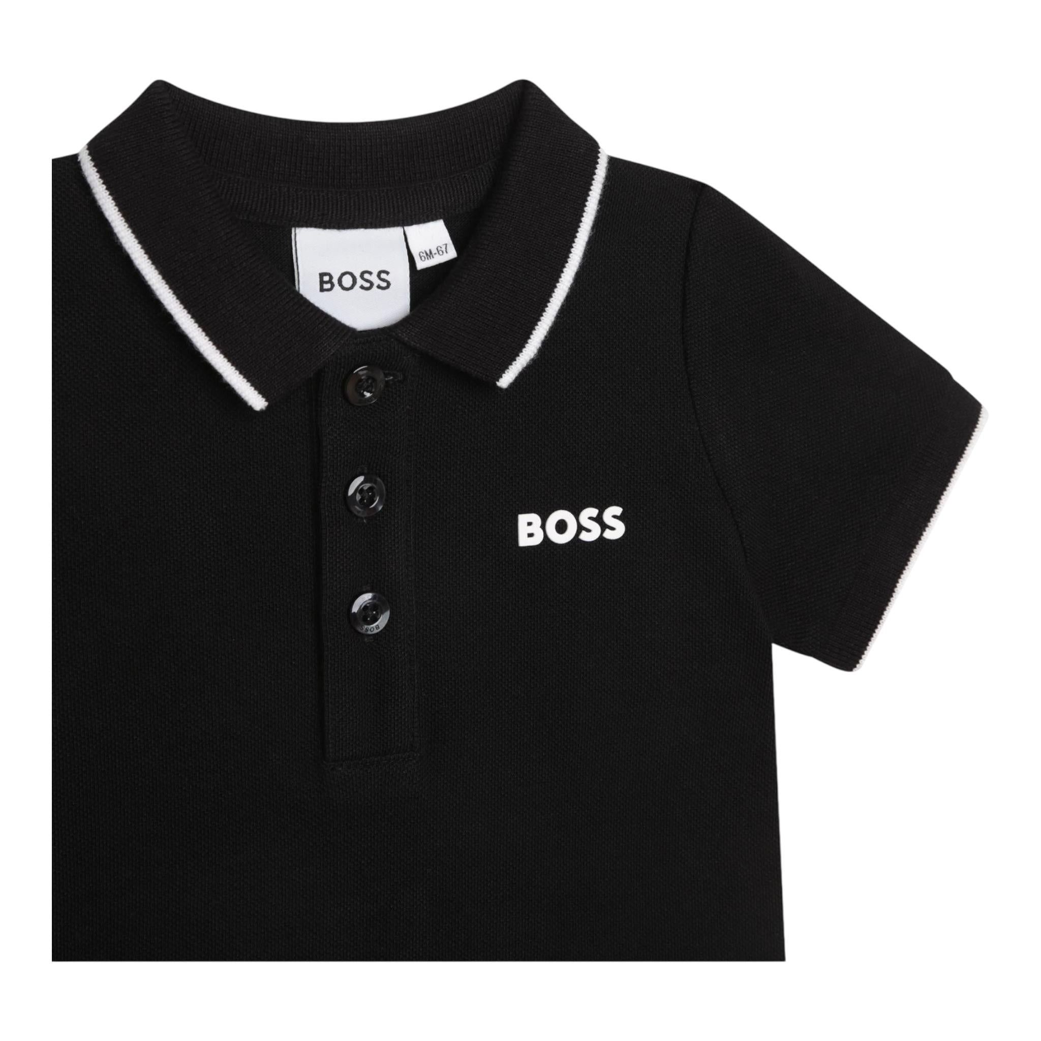 Boss Polo Mezza Manica Tinta Unita per Neonato J05P13 NERO BOSS 